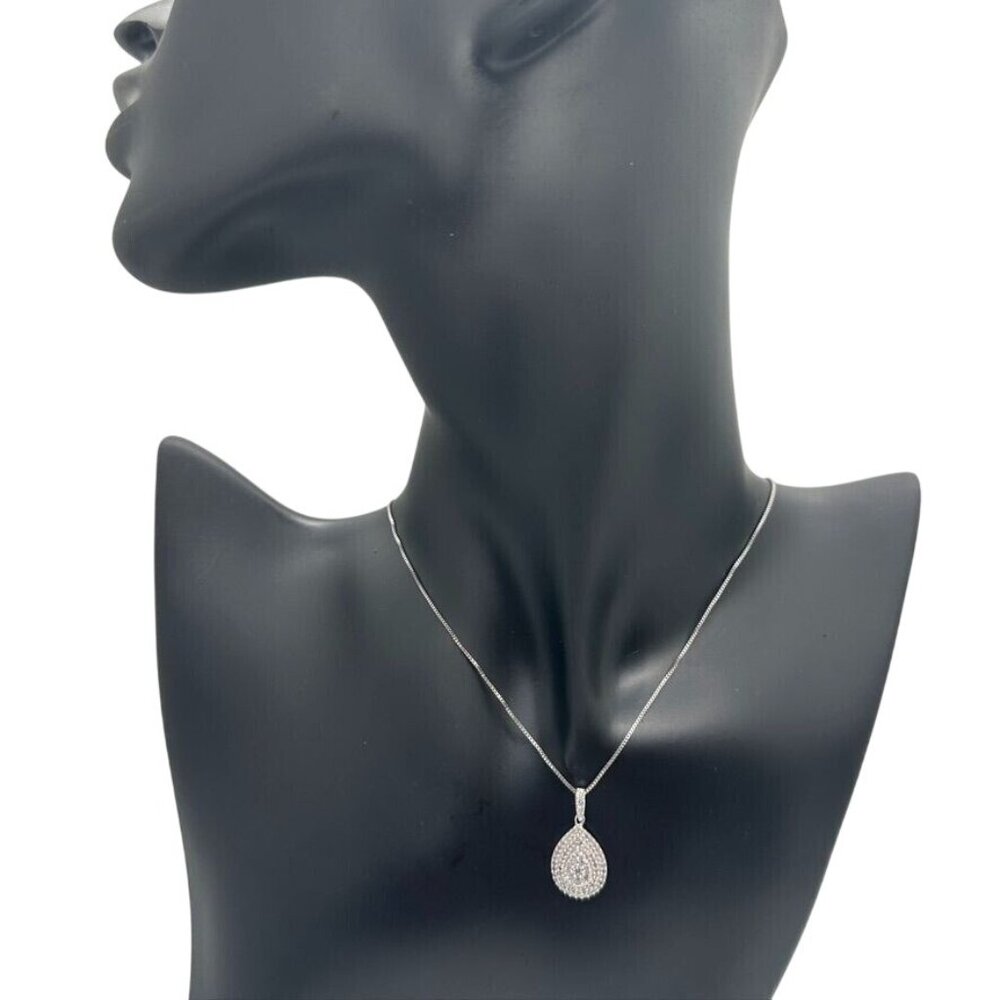 Stunning Pear Cut 1/2 Ct Diamond Necklace - Natural Diamonds in Sterling Silver - Picture 9 of 10